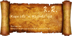 Kuprián Richárd névjegykártya
